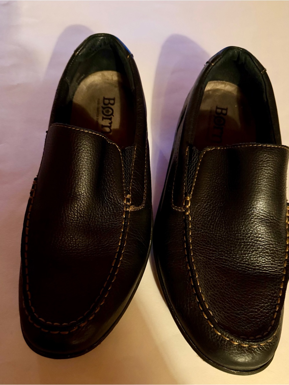 Born Men’s Black Leather Upper Slip-On Loafers Size 10.5